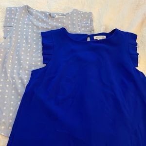 Light purple and royal blue tops